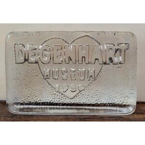Vintage Degenhart Museum 1980 Clear Glass Rectangular Paperweight